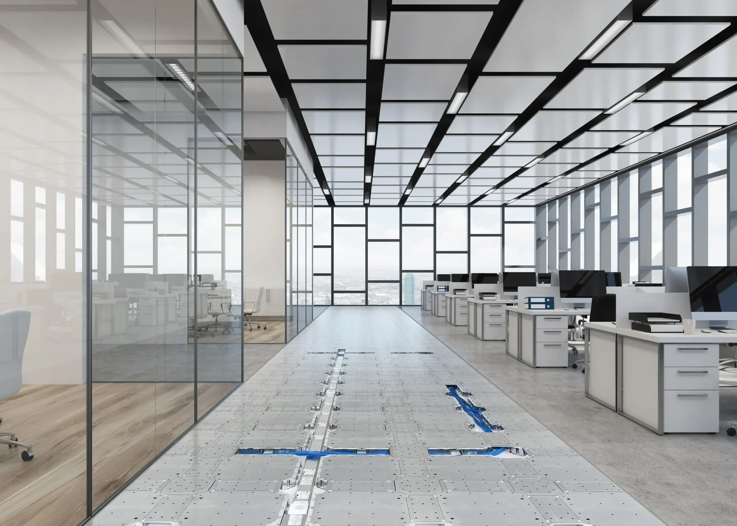 FreeAxez Gridd access floor in a commercial office