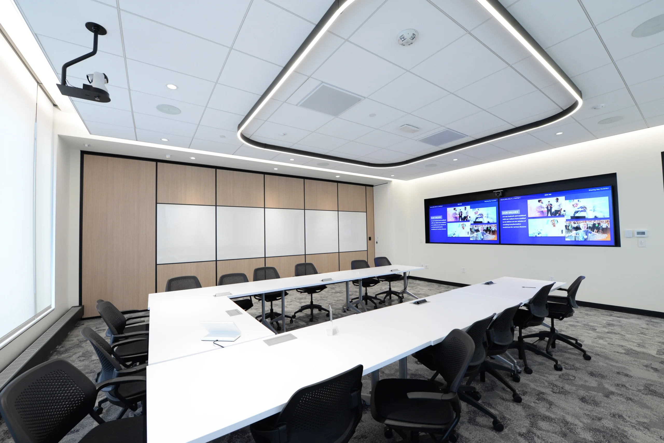 Commercial interior with an operable partition
