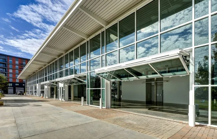 Crown hydraulic bi-fold door on a pavilion