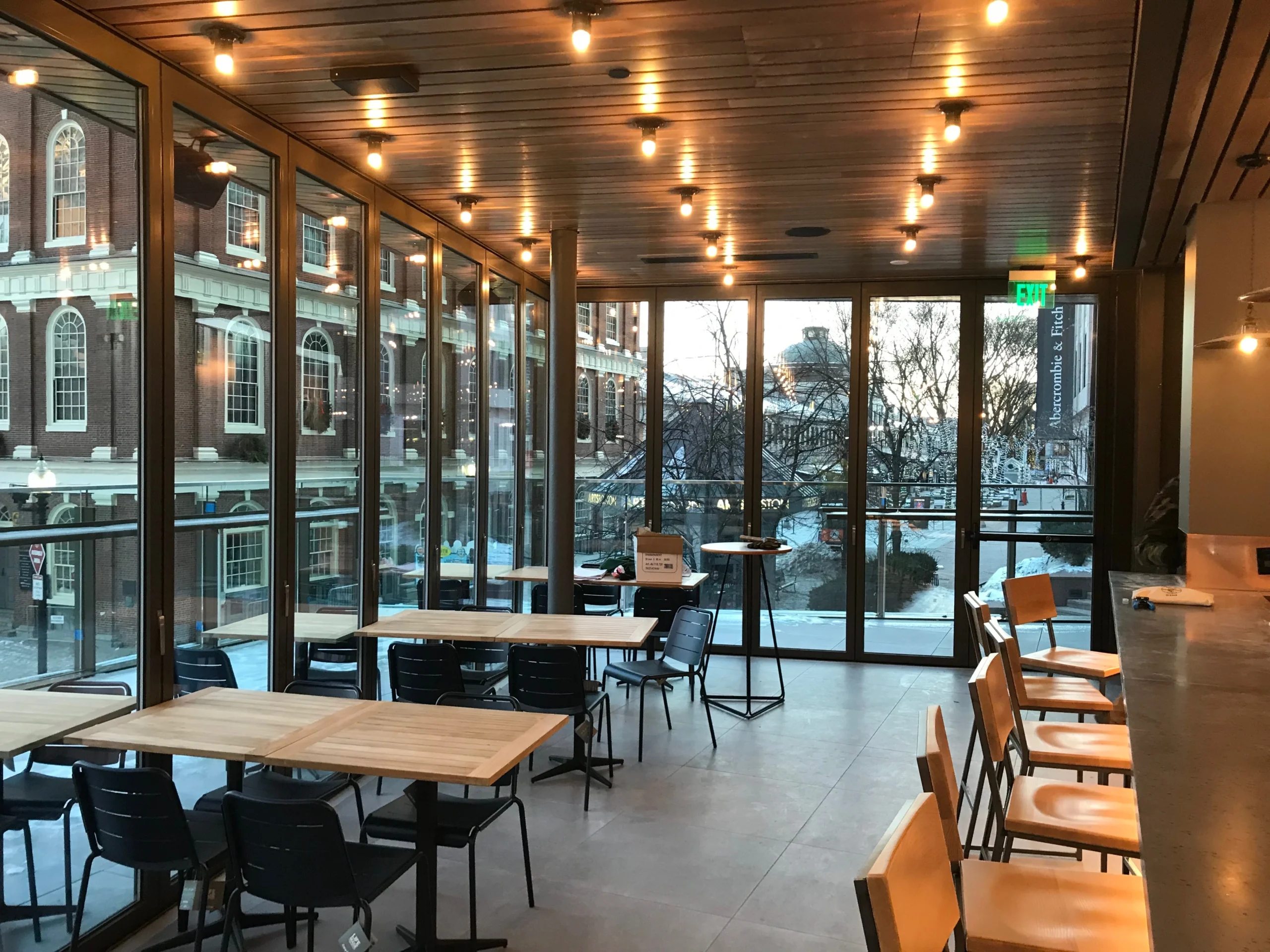 NanaWall opening glass wall in a Boston taproom