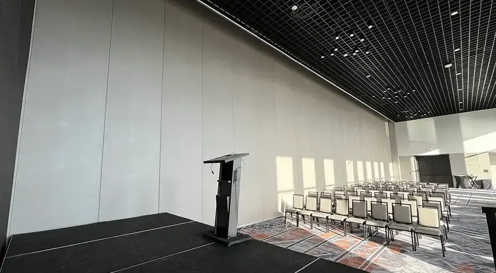 Moderco operable partition in a hotel ballroom
